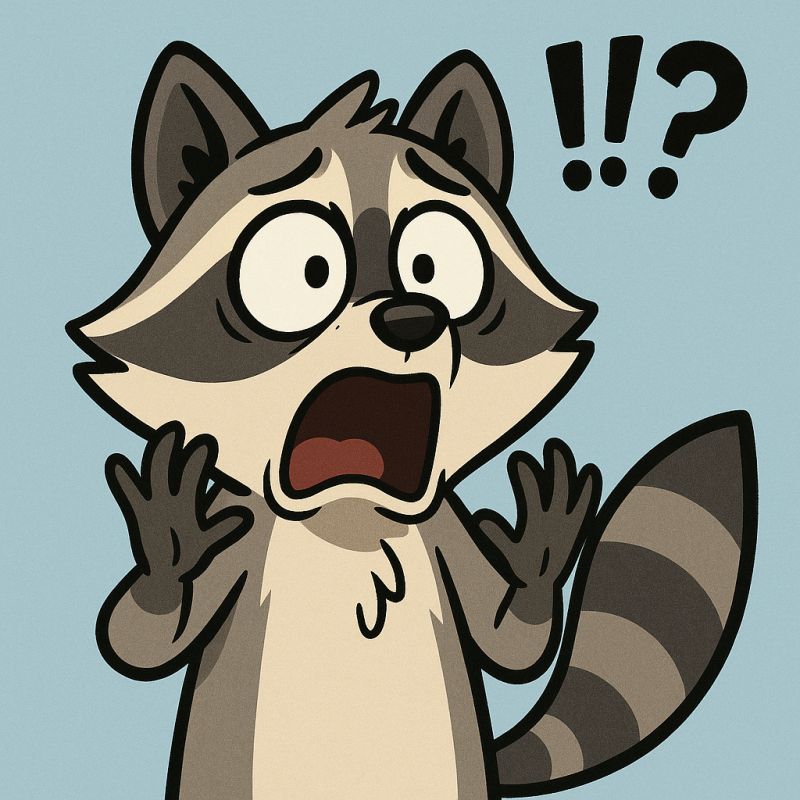 a racoon looking shocked at a laptop