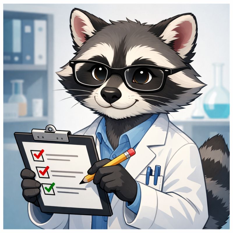 a raccoon holding a clipboard backwards