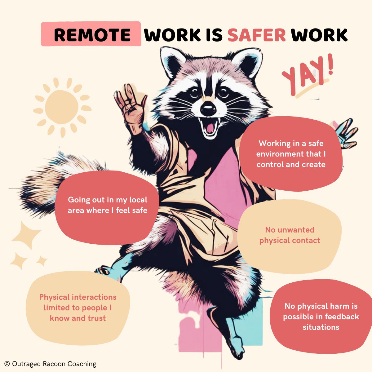 racoon safer work poster